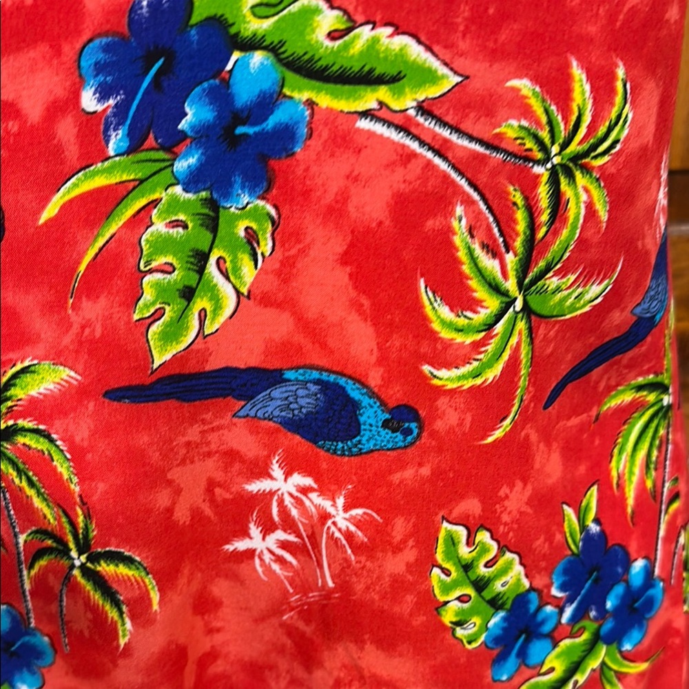 In Gear Red Blue Hawaiian Cover Up Beach Tropical Parrot Shift Dress Medium - Picture 4 of 7